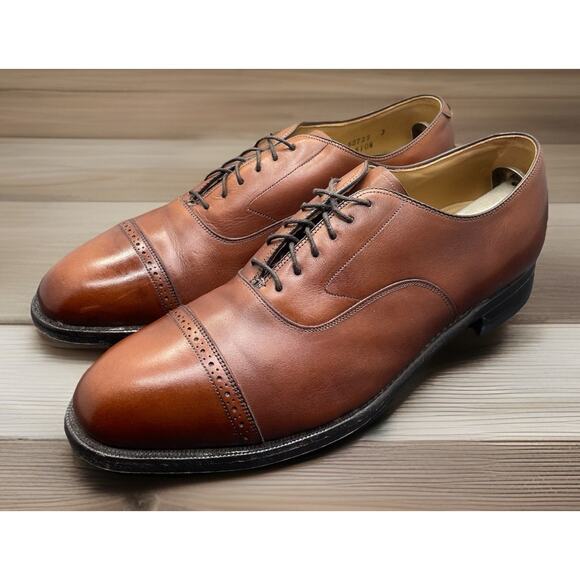 Johnston Murphy Rare Aldrich Cap Toe Chestnut Brown Shoes USA Mens 9.5 Fast Ship main image 7